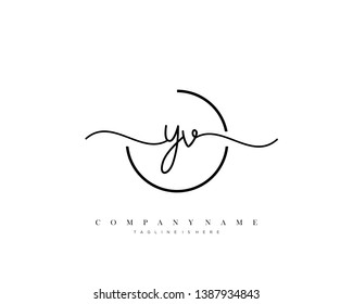 YV initial handwriting logo template vector