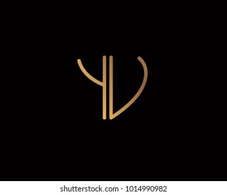 yv initial heart shape gold colored logo