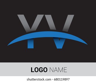 YV initial logo company name colored grey and blue swoosh design.