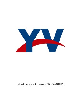 YV initial overlapping swoosh letter logo blue red