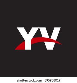YV initial overlapping swoosh letter logo white red black background