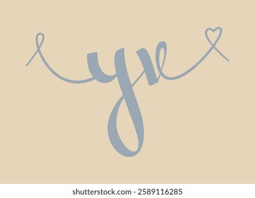 YV initial wedding monogram calligraphy vector illustration. Hand drawn lettering y and v love logo design for valentines day poster, greeting card, photo album, banner print or tattoo.