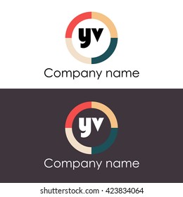 YV letters business logo icon design template. Symbol with four colors circle