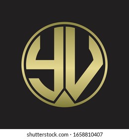 YV Logo monogram circle with piece ribbon style on gold colors