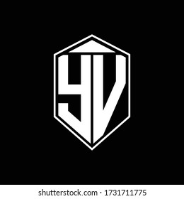 monograma del logotipo de yv con combinación de forma emblema tringle en la plantilla de diseño superior