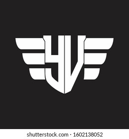 YV Logo monogram with emblem and wings element design template