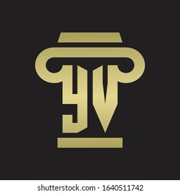 YV Logo monogram with pillar style design template with gold colors