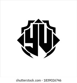 YV-Logo-Monogramm mit Schildlinie und 3 Pfeile-Design-Vorlage auf weißem Hintergrund