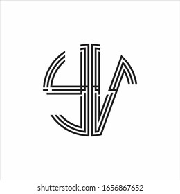 YV Logo monogram triple ribbon style line design template isolated on white background
