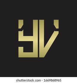 YV Logo with squere shape design template with gold colors