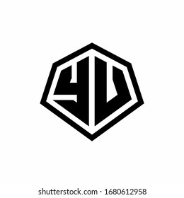 Logotipo de monograma YV con forma hexagonal y plantilla de diseño de estilo redondeado en línea aislado en fondo blanco