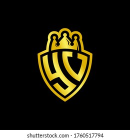 YV monogram logo with shield and crown style design template isolated on black background