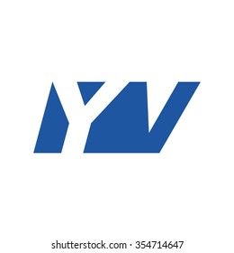 YV negative space letter logo blue