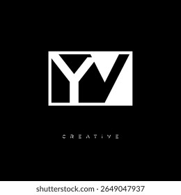 Monograma de espacio negativo de YV: logotipo minimalista de marca de letras en blanco y negro para marcas creativas, identidad de moda y conceptos de diseño modernos
