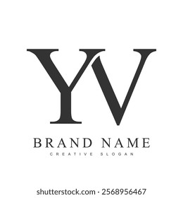 YV trendy logotype template. Initial letter y and v classic font style. Creative logo for company name or identity. Vector illustration.