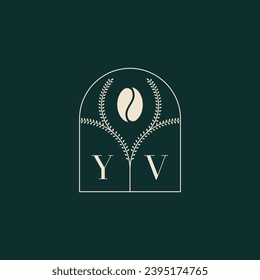 YV Unique and simple logo design combination of letters and coffee bean