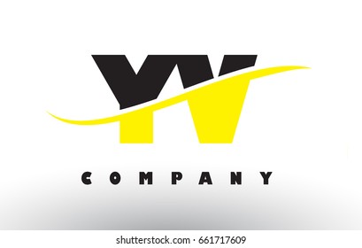YV Y V  Black and Yellow Letter Logo with White Swoosh and Curved Lines.