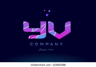 yv y v  creative color blue background pink purple magenta alphabet letter company logo vector icon