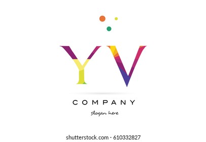 yv y v  creative rainbow colors colored alphabet company letter logo design vector icon template