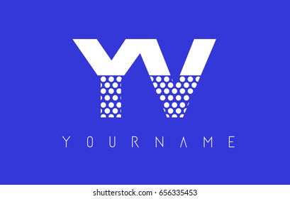 YV Y V Dotted Pattern Letter Logo Design Vector with Blue Background.