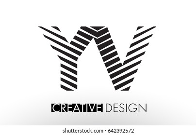 YV Y V Lines Letter Design with Creative Elegant Zebra Vector Illustration.