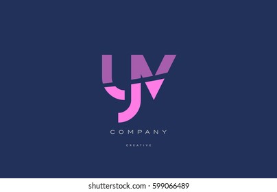 yv y v  pink blue pastel modern abstract alphabet company logo design vector icon template 