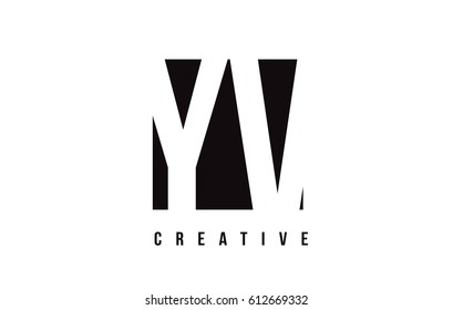 YV Y V White Letter Logo Design with Black Square Vector Illustration Template.