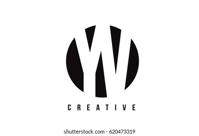 YV Y V White Letter Logo Design with Circle Background Vector Illustration Template.