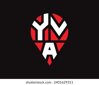 diseño de logotipo de la forma de ubicación de la letra YVA