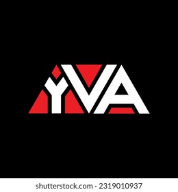 Diseño del logotipo de la letra del triángulo YVA con forma de triángulo. Monograma de diseño del logotipo del triángulo YVA. Plantilla de logotipo vectorial de triángulo YVA con color rojo. Logotipo triangular simple, elegante y lujoso YVA