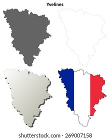 Yvelines (Ile-de-France) outline map set