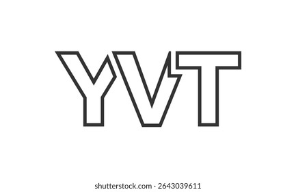YVT logo design template with strong and modern bold text. Initial based vector logotype featuring simple and minimal typography. Trendy company identity ideal for businesses brand presence.