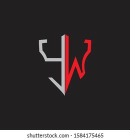 YW Abstract logo monogram with shield elements isolated on black background