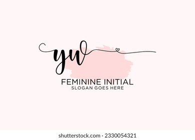 YW beauty monogram and elegant logo design handwriting logo of initial signature, wedding, fashion, floral and botanical with creative template.