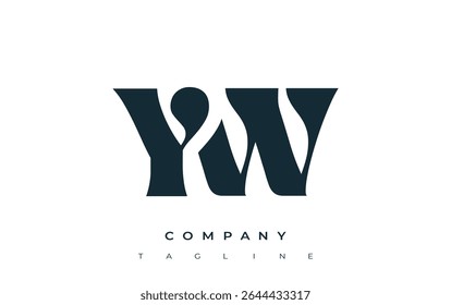 YW Creative Abstract Typografy Logo Design. Elegantes Logo, das mutige Typografie und kreative Formen kombiniert, ideal für Branding- und Identitätslösungen.