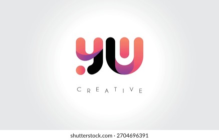 Logotipo Abstractas del degradado de YW con las Formas redondeadas creativas