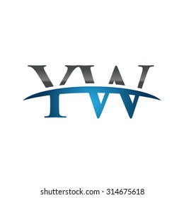 YW initial company blue swoosh logo