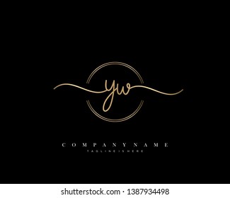 YW initial handwriting logo template vector