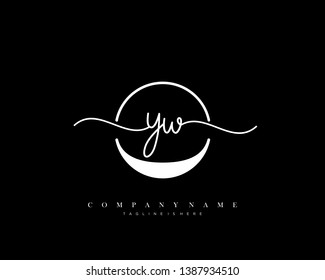 YW initial handwriting logo template vector