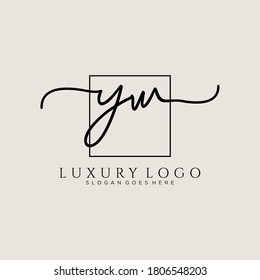 YW Initial handwriting logo template vector