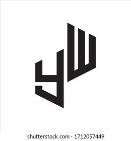 Monograma del logotipo de las letras iniciales YW con estilo hasta inferior