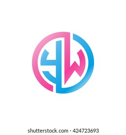 YW initial letters looping linked circle logo pink blue