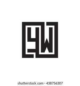 YW initial letters looping linked square monogram logo