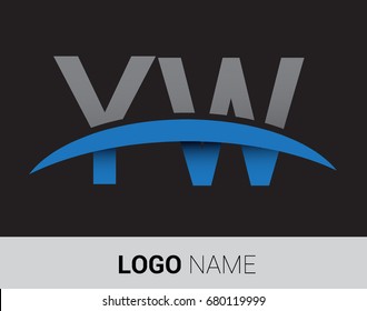 YW initial logo company name colored grey and blue swoosh design.