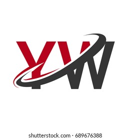 YW initial logo company name colored red and black swoosh design, isolated on white background. vector logo for business and company identity.