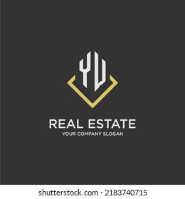 YW initial monogram logo for real estate with polygon style