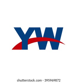 YW initial overlapping swoosh letter logo blue red