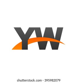 YW initial overlapping swoosh letter logo black orange