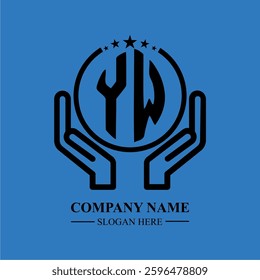 YW initials held within hands, symbolizing trust and protection. The circle represents unity, while stars highlight excellence and ambition.