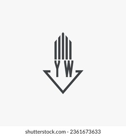 Ilustración del material del logotipo inmobiliario YW. vector de logotipo